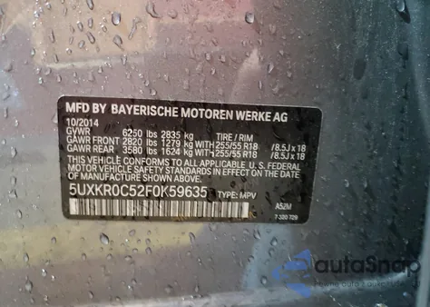 2015 BMW X5 xDrive35I z USA, uszkodzony, nr VIN 5UXKR0C52F0K59635